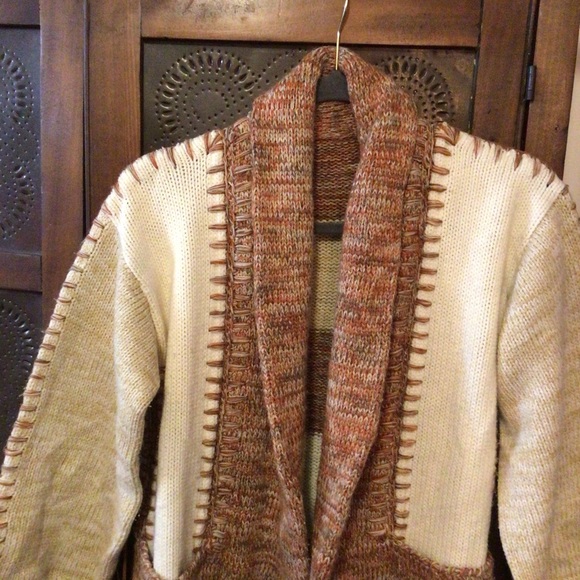 Vintage 70’s Patchwork Colorblock Hangs Open Sweater - Picture 3 of 8